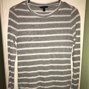 Banana Republic Gray and White Striped Top